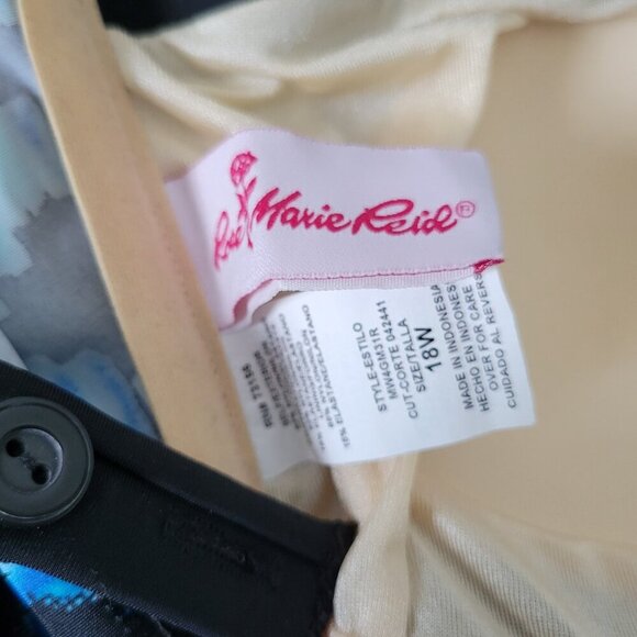 Rose Marie Reid One Piece Swimsuit 18W Women's Blue Detachable Straps Faux Skirt - Picture 4 of 5